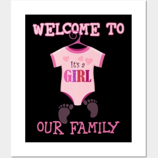 Girl welcome to our family baby showerparty Posters and Art